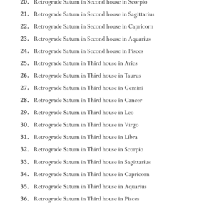 Retrograde Saturn - Part I2
