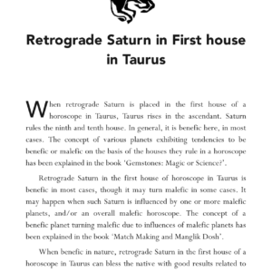 Retrograde Saturn - Part I6
