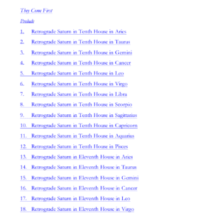 Retrograde Saturn - Part 4 (NP) 3 Retrograde Saturn - Part 4